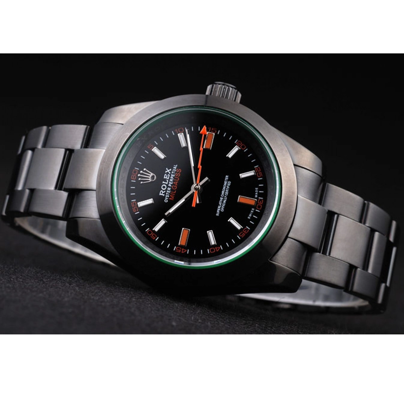 AAA Replica Watches Rolex Saphire Green Milgauss Black Tinted Pro-Hunter Dial 0722